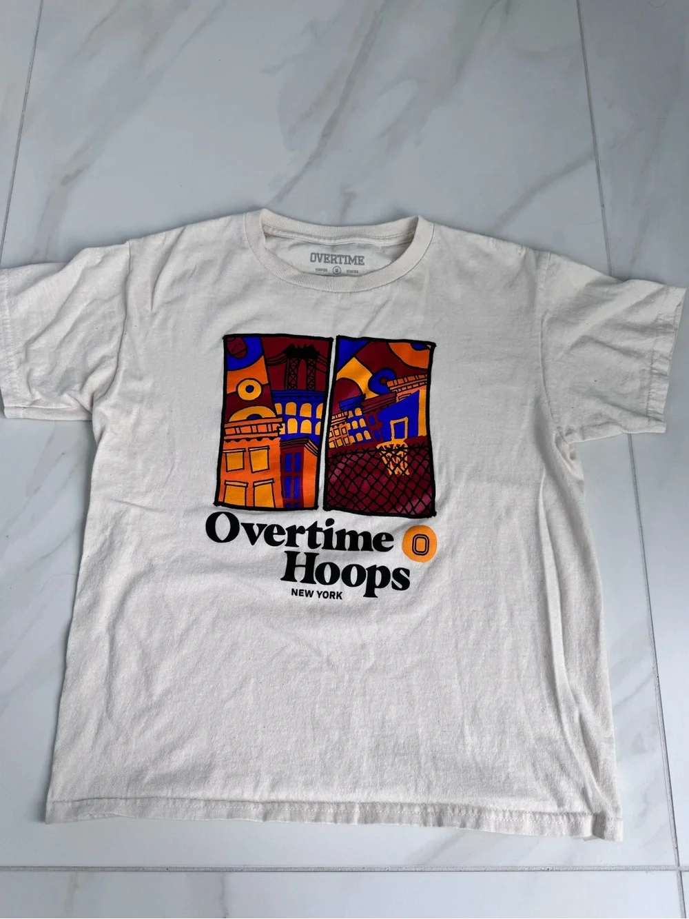 Overtime Hoops Kids White Graphic Short Sleeve Tee